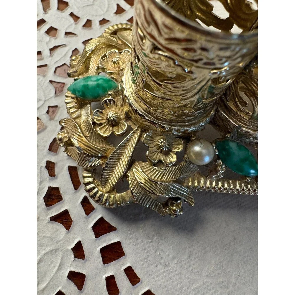 Vintage Sam Fink Gold Filigree Lipstick Holder Jeweled